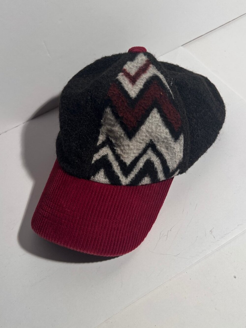 Polcadot Wool Blend Geometric Corduroy Brim Adjustable Cap